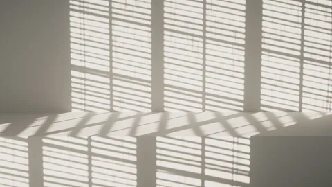 3D render of raining animation with falling water behind window with blinds Stock Footage 277854617