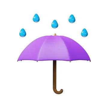 3D render rainy weather and umbrella Stock Illustration