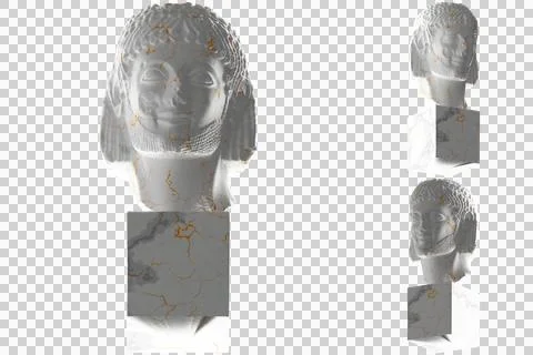 3D render of Rampin Rider statue in white marble and gold. Perfect for websit Stock Illustration