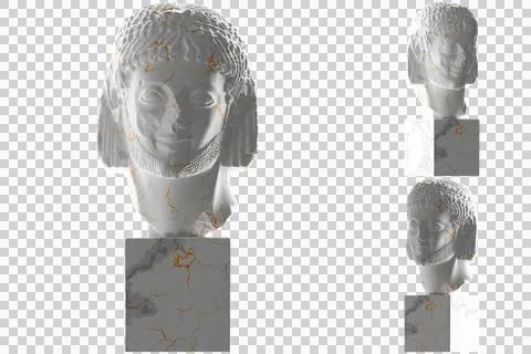 3D render of Rampin Rider statue in white marble and gold. Perfect for websit Illustrazione stock