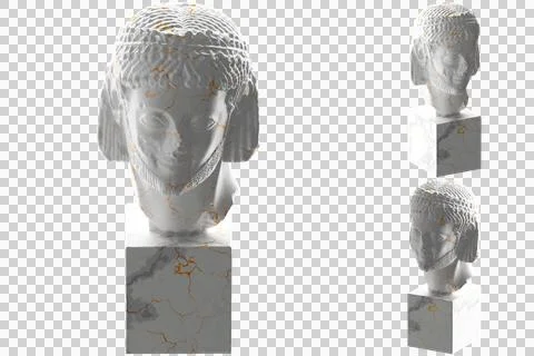 3D render of Rampin Rider statue in white marble and gold. Perfect for websit Stock Illustration
