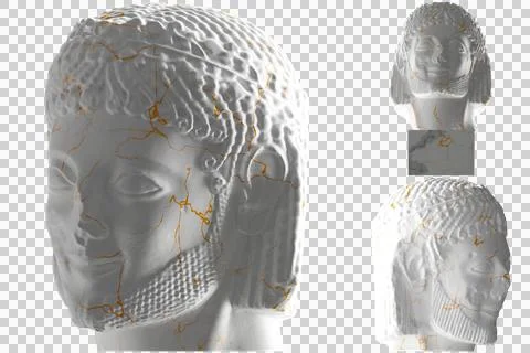 3D render of Rampin Rider statue in white marble and gold. Perfect for websit Stock Illustration
