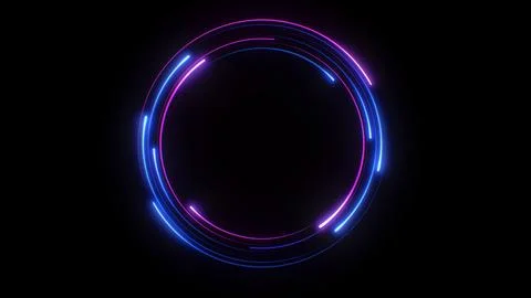 3d render rcular blue and purple light background, in the style of digital neon Stock Illustration