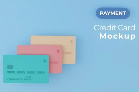 3d render of realistic plastic credit cards on blue background Stock Illustration