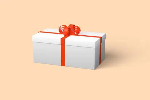 3d render, rectangular gift box with red bows for birthday or christmas Stockillustratie