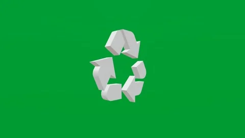 3D render of recycling icon on chroma key green screen background Stock Footage 335459244