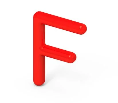 3D render red alphabet F 스톡 일러스트