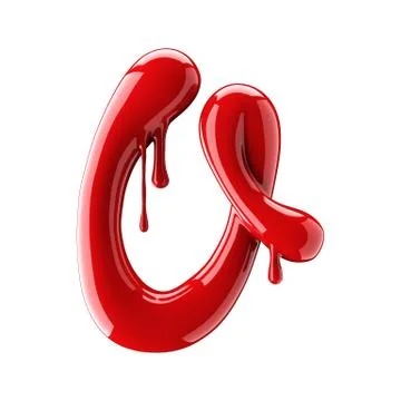 3D render of red alphabet make from nail polish. Handwritten cursive letter Q Stock Illustration