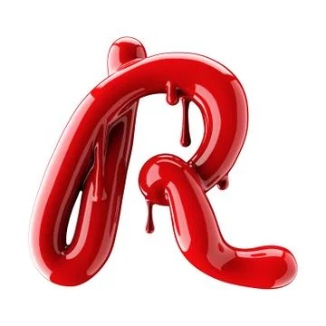 3D render of red alphabet make from nail polish. Handwritten cursive letter R Stock Illustration
