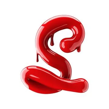 3D render of red alphabet make from nail polish. Handwritten cursive letter S Illustrazione stock