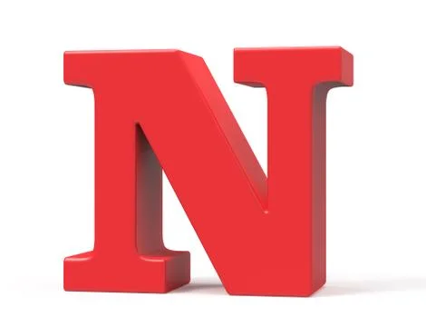 3D render red alphabet N Illustrazione stock