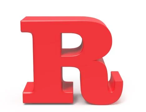 3D render red alphabet R 스톡 일러스트