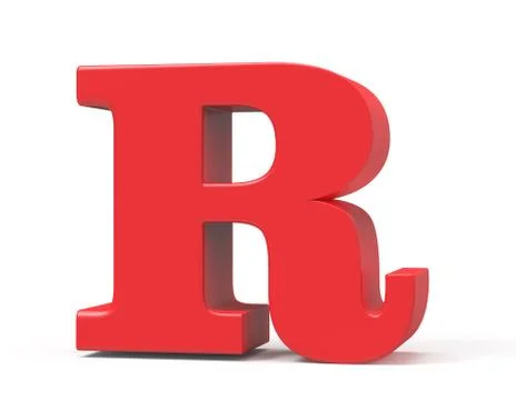 3D render red alphabet R 스톡 일러스트