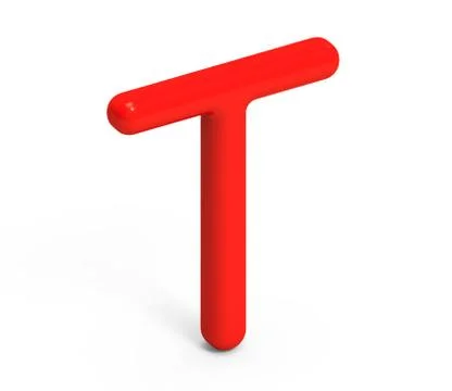 3D render red alphabet T 스톡 일러스트