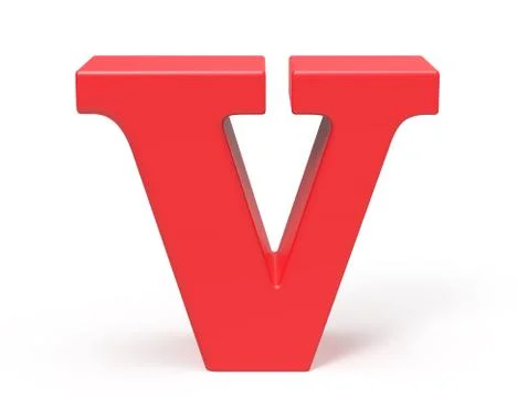 3D render red alphabet V 스톡 일러스트