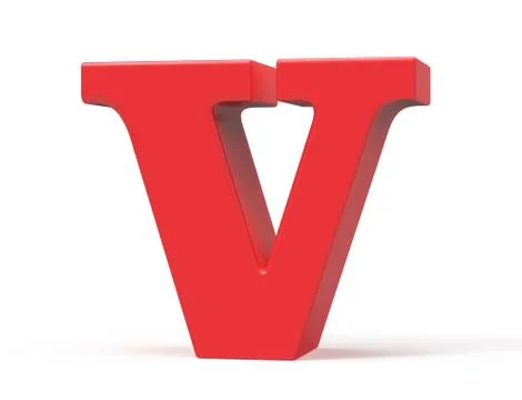 3D render red alphabet V Illustrazione stock