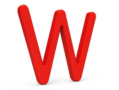 3D render red alphabet W Illustrazione stock