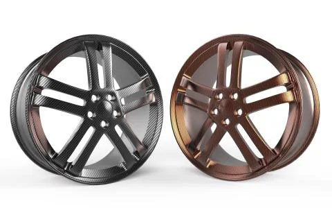 3d render red and black carbon fiber rim Illustrazione stock