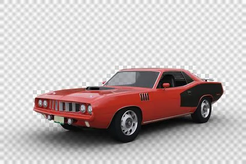 3D render of a red and black retro American muscle car isolated on transparen Stock Illustration