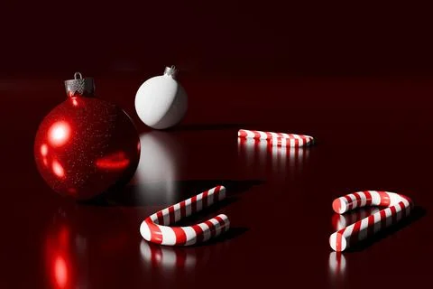 3d render of red and white christmas effects Stock Illustration