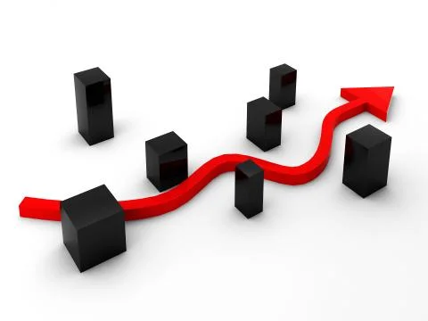 3d render of red arrow moving through Stock Illustration