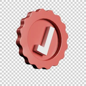 3d render of red badge and white correct checked mark icon 스톡 일러스트