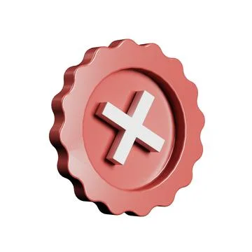 3d render of red badge and white incorrect wrong mark icon Stock Illustration