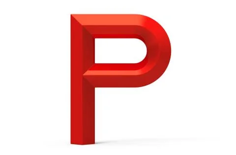 3D render red beveled alphabet P Stock Illustration