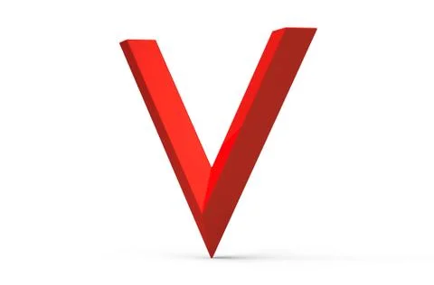 3D render red beveled alphabet V Illustrazione stock