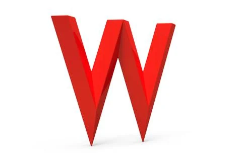 3D render red beveled alphabet W Illustrazione stock