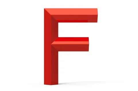 3D render red beveled alphabet F 스톡 일러스트