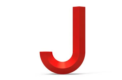3D render red beveled alphabet J Stock Illustration