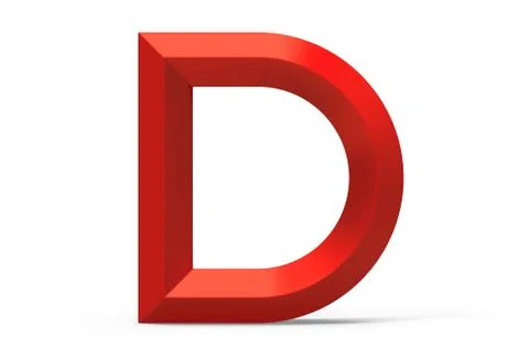 3D render red beveled alphabet D Illustrazione stock
