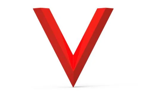 3D render red beveled alphabet V Illustrazione stock
