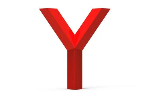 3D render red beveled alphabet Y Stock Illustration