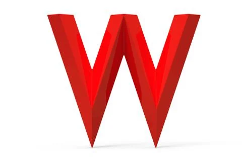 3D render red beveled alphabet W Illustrazione stock