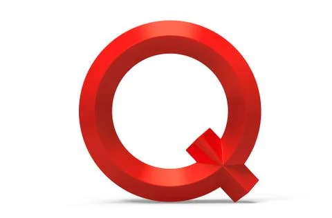 3D render red beveled alphabet Q 스톡 일러스트