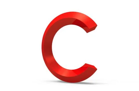 3D render red beveled alphabet C Illustrazione stock