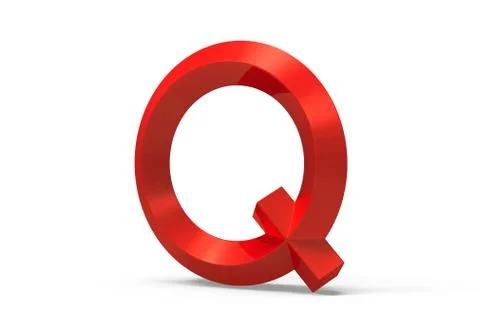 3D render red beveled alphabet Q Illustrazione stock