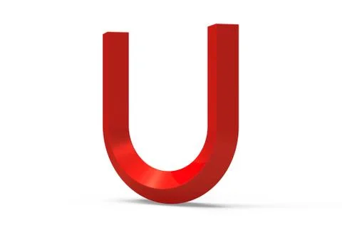 3D render red beveled alphabet U Illustrazione stock