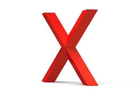 3D render red beveled alphabet X Stock Illustration