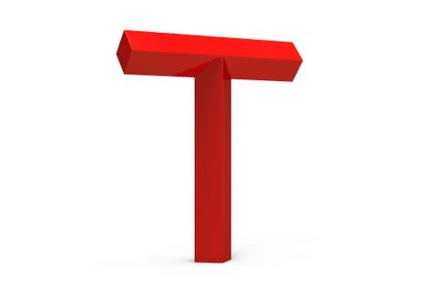 3D render red beveled alphabet T Illustrazione stock