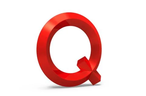 3D render red beveled alphabet Q Stock Illustration