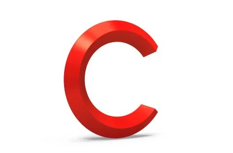 3D render red beveled alphabet C Stock Illustration