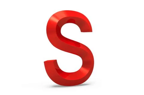 3D render red beveled alphabet S Illustrazione stock