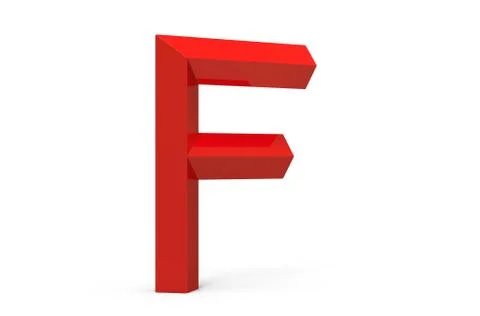 3D render red beveled alphabet F Stock Illustration