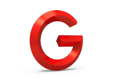 3D render red beveled alphabet G Stock Illustration