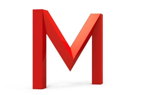 3D render red beveled alphabet M Stock Illustration