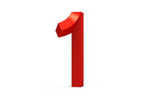 3D render red beveled number 1 스톡 일러스트