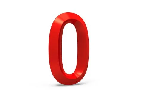 3D render red beveled number 0 Illustrazione stock